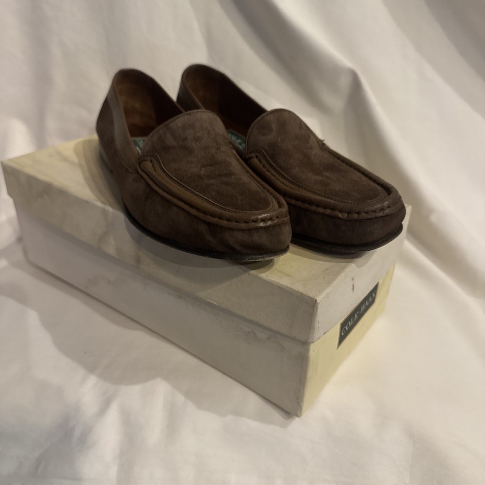 Vintage Cole Haan Brown Suede Venetian Loafers F3160 7.5 AA Green Label W/ Box
